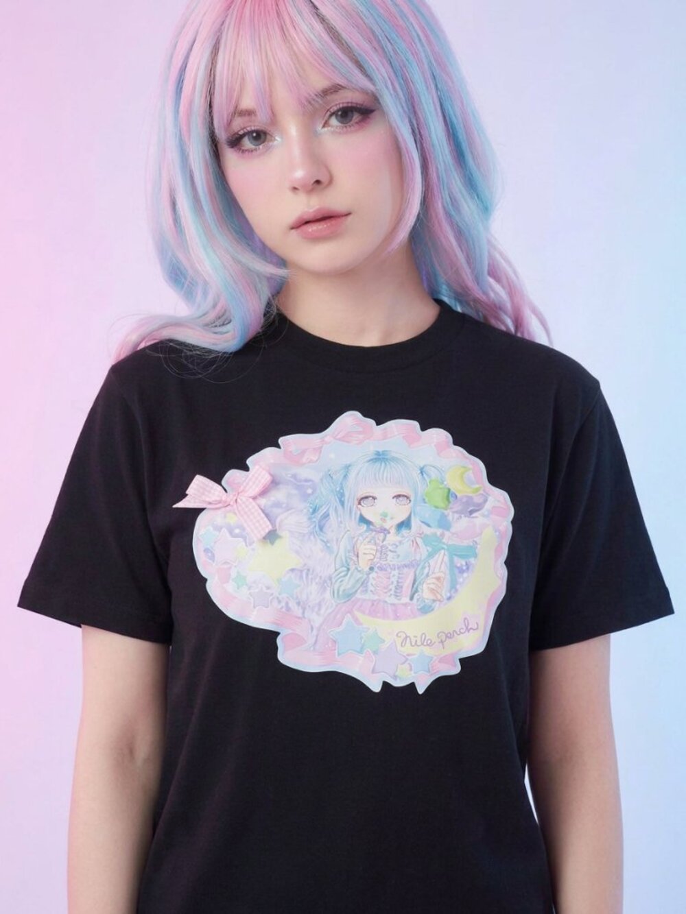 NILE PERCH fairy kei Moon Twinkle tshirt in black